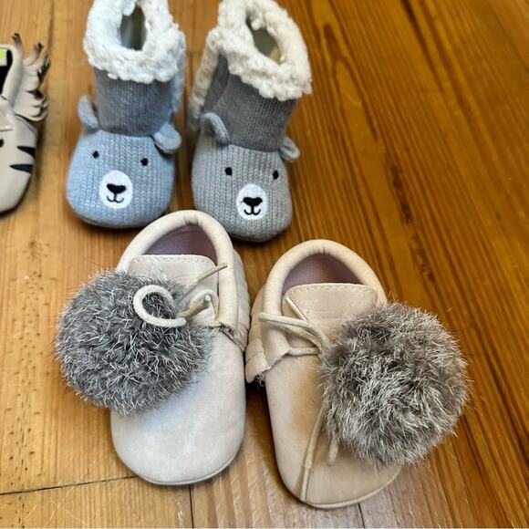 Winter crib shoes animal mocassins SET of 3 SIZE 6-12M - Picture 6 of 6